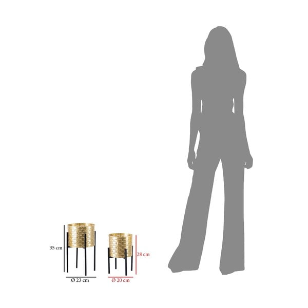 2 zelta krāsas podiņu statīvu komplekts Mauro Ferretti Glissy, augstums 38 cm-image-2