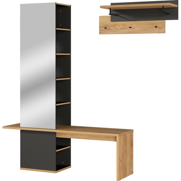 Tumši pelēks priekšnama komplekts ar ozolkoka imitāciju – Germania-image-2