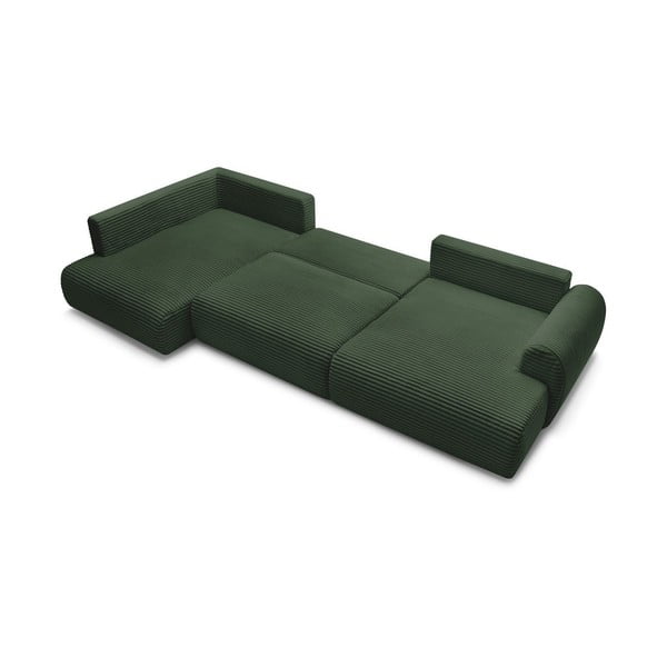 Tumši zaļš velveta salokāms/ar uzglabāšanas vietu stūra dīvāns (ar kreiso stūri/U veida) Lucien – Bobochic Paris-image-4