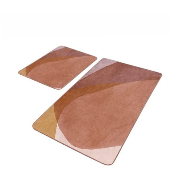 Brūni samta vannas istabas paklājiņi (2 gab.) 60x100 cm – Mila Home