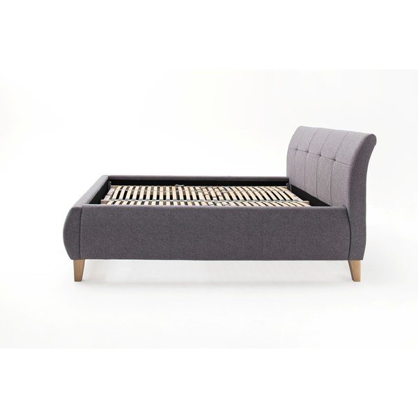 Antracīta pelēka polsterēta divvietīga gulta ar veļas kasti ar redelēm 180x200 cm Matheo – Meise Möbel-image-2