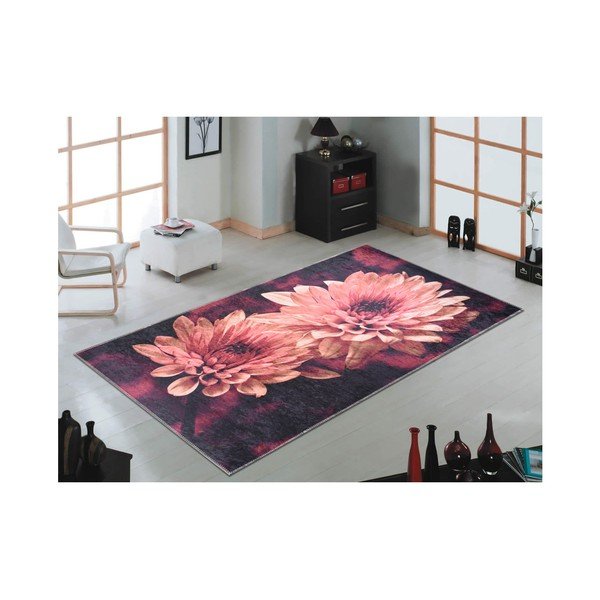 Izturīgs paklājs Vitaus Red Chrysantemum, 100 x 160 cm