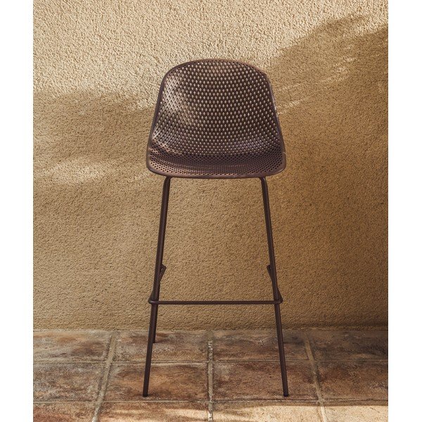 Brūns metāla/plastmasas dārza bāra krēsls Quinby – Kave Home-image-1