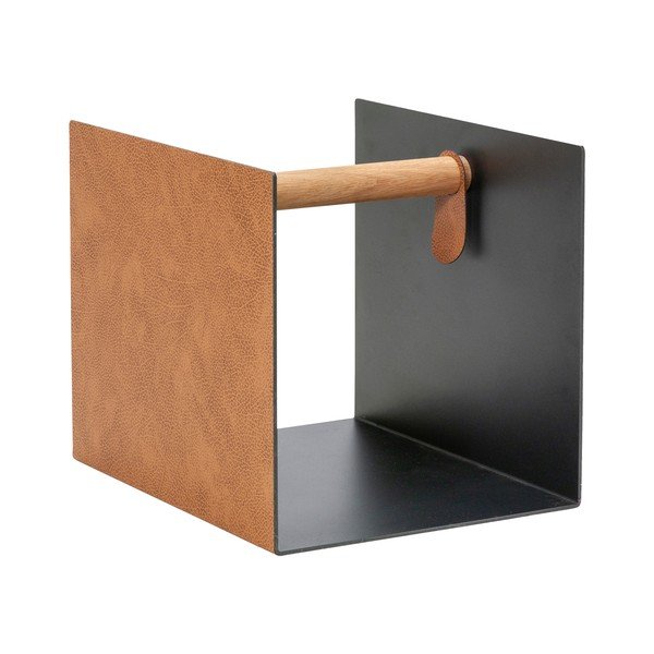 Melna/dabīga toņa dekoratīva metāla/ekoloģiskās ādas uzglabāšanas kaste 32x38x31 cm Bull – LIND DNA-image-4