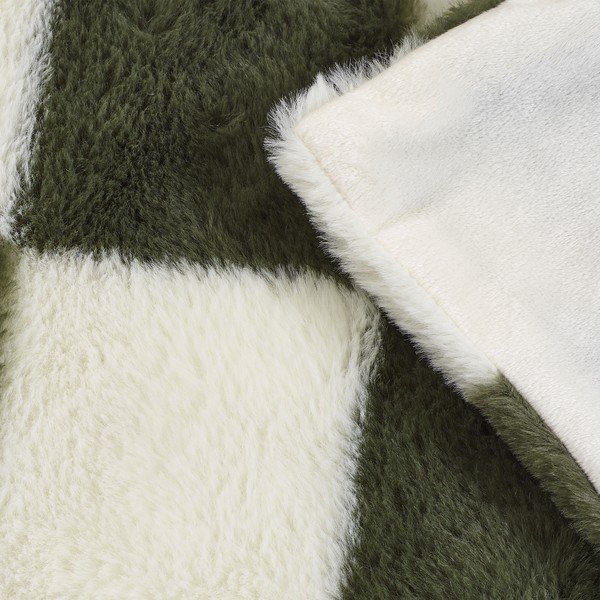 Balts/zaļš pleds 130x170 cm Cosy Soft Checkerboard – Catherine Lansfield-image-3