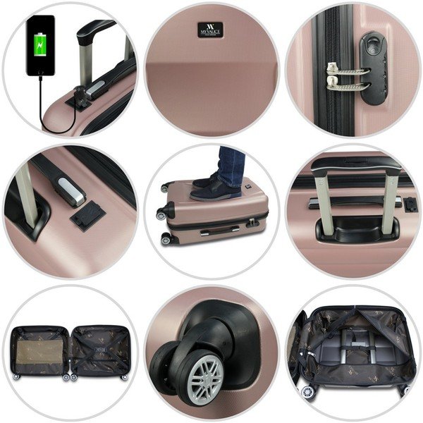 Kabīnes čemodāns ar USB portu zelta krāsā My Valice COLORS LASSO Cabin Suitcase-image-4