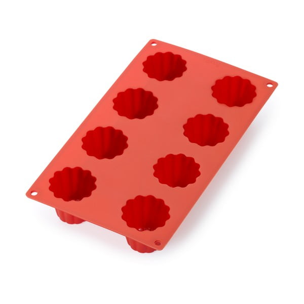 Sarkana silikona forma 8 mini maizītēm Lékué