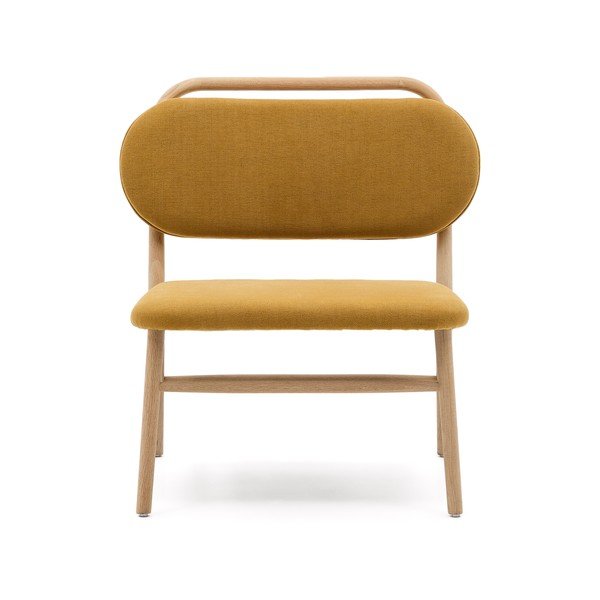 Sinepju dzeltens atpūtas krēsls no šenila auduma Helda – Kave Home-image-2