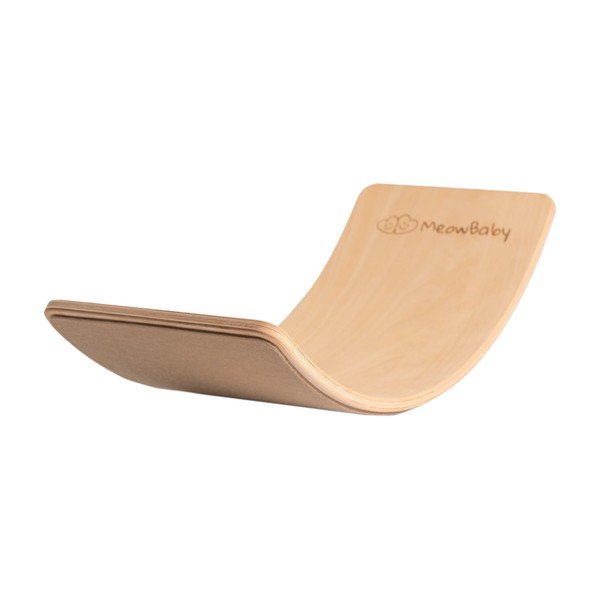 Bēšs/dabīga toņa priedes masīvkoka līdzsvara dēlis 80x30x18 cm Montessori – Meowbaby