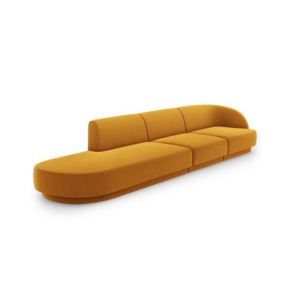 Sinepju dzeltens samta dīvāns 302 cm Miley – Micadoni Home-image-3