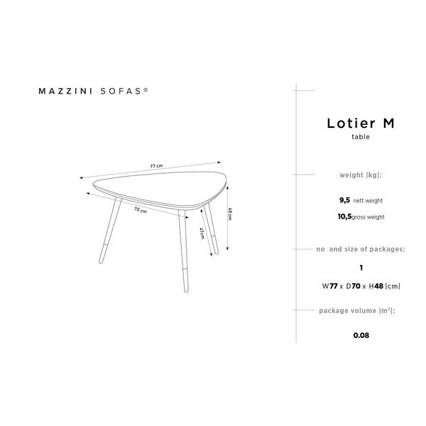 Trīsstūrains priedes koka žurnālgaldiņš Mazzini Sofas Lotier Triangle-image-1