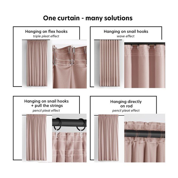 Gaiši rozā samta daļēji gaismu necaurlaidīgs aizkars 265x175 cm Velto – Filumi-image-3