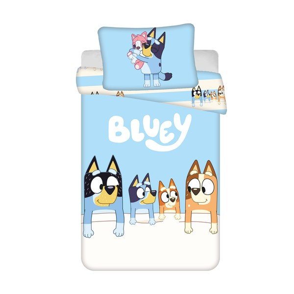 Zila kokvilnas bērnu gultas veļa bērnu gultiņai 100x135 cm Bluey – Jerry Fabrics