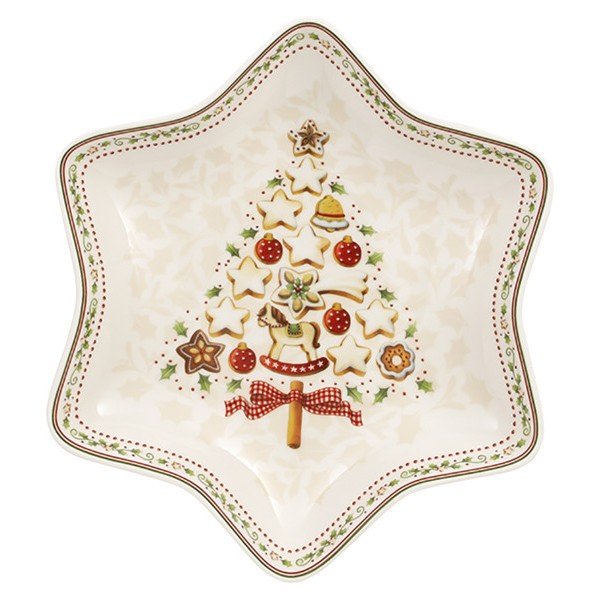 Sarkanbalts porcelāna servīzes trauks zvaigznes formā Villeroy & Boch Gingerbread Village, 24,5 x 24,5 cm-image-2