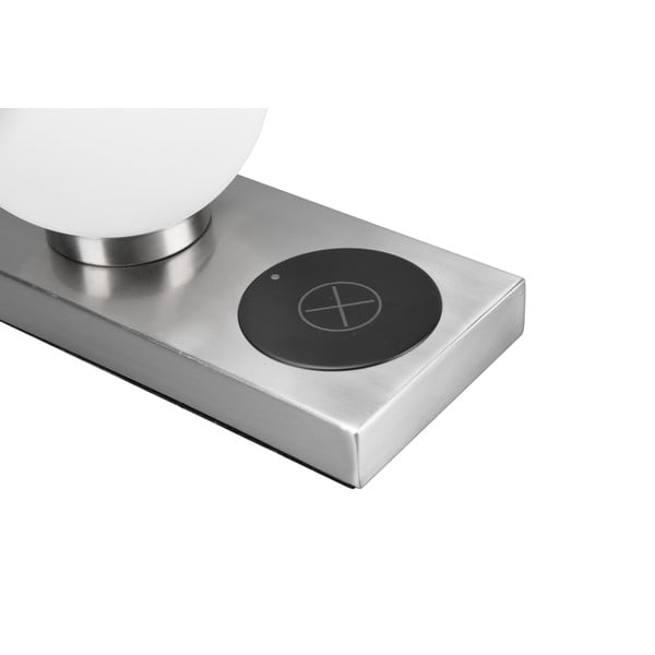 Galda lampa ar bezvadu lādētāju sudraba krāsā (augstums 15 cm) Chloe – Reality-image-4