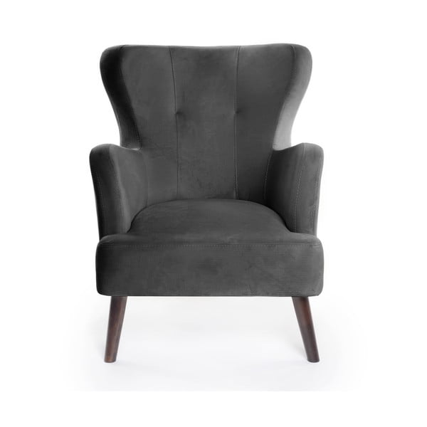 Tumši pelēks samta atpūtas krēsls ar atzveltni Noemye – Bonami Selection-image-2