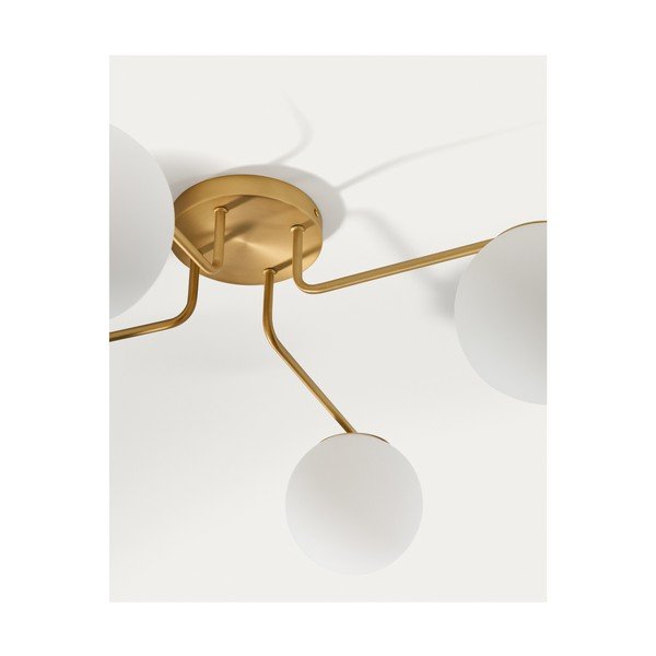 Balta/zelta krāsas metāla griestu lampa ar stikla abažūru ø 15 cm Brisia – Kave Home-image-3