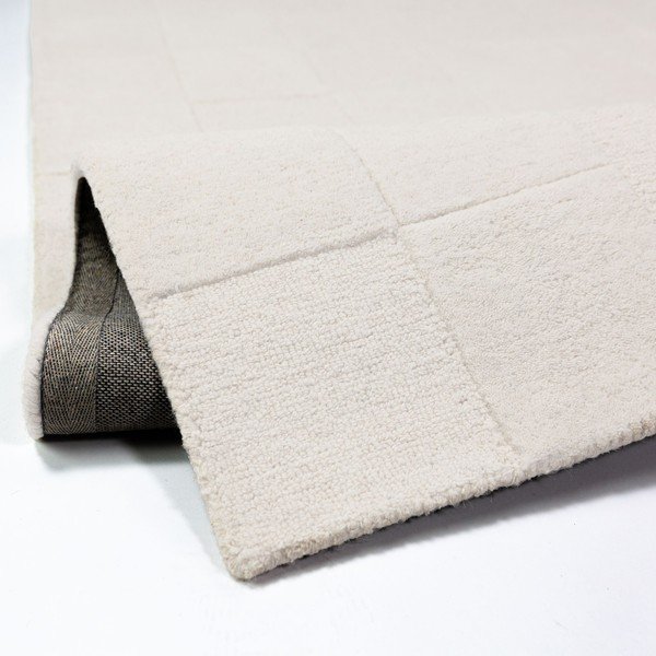 Ziloņkaula krāsas ar rokām darināts vilnas paklājs 200x290 cm Checkerboard – Flair Rugs-image-3