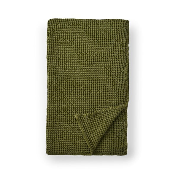 Zaļš kokvilnas pleds 150x200 cm Jaipur Chunky Waffle – Pineapple Elephant