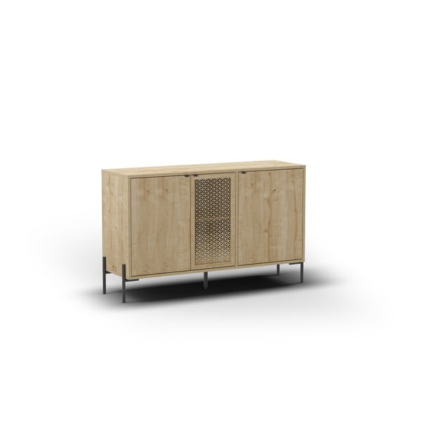 Dabīga toņa zema kumode ar ozolkoka imitāciju 120x80 cm Inca – Marckeric-image-2