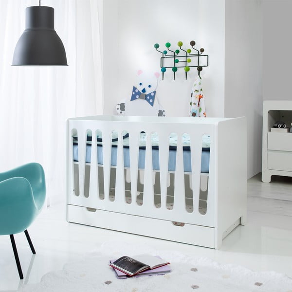 Balta atvilktne zem bērnu gultas 60x120 cm – Pinio-image-1