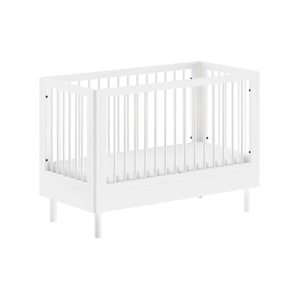 Balta dižskābarža masīvkoka bērnu gultiņa ar regulējamu augstumu 60x120 cm Forrest – Vipack