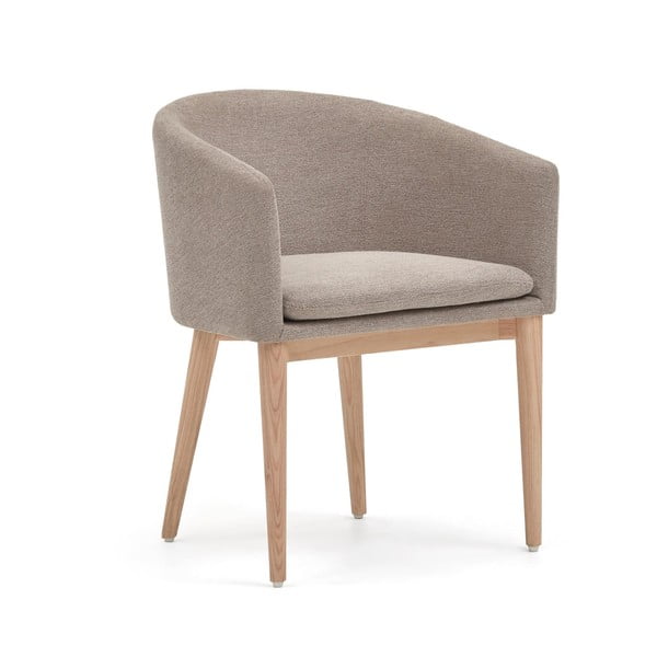 Bēšs polsterēts ēdamistabas krēsls ar roku balstiem Harlan – Kave Home