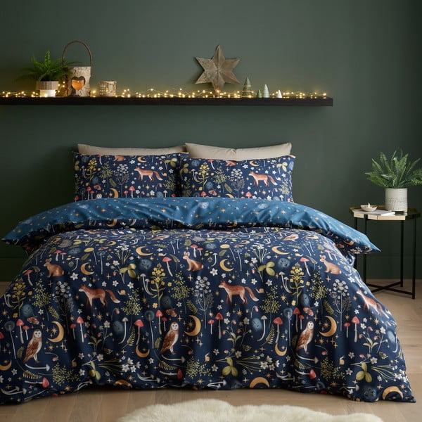 Tumši zila vienvietīga gultas veļa 135x200 cm Enchanted Twilight – Catherine Lansfield