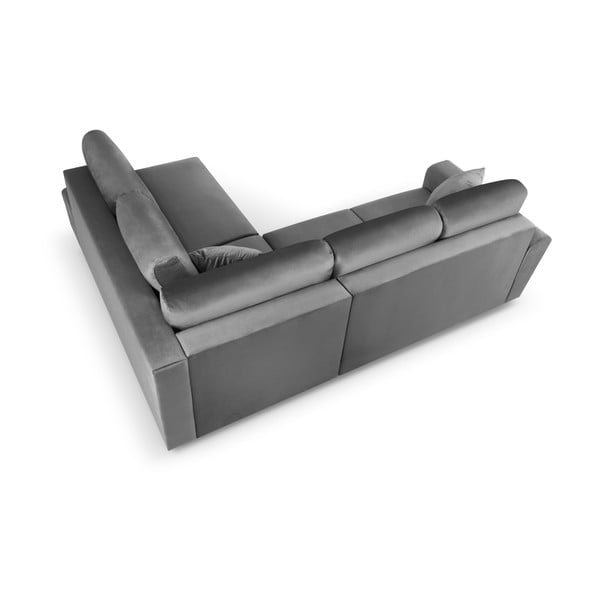 Gaiši pelēks samta salokāms stūra dīvāns ar uzglabāšanas vietu (ar labo stūri/L veida) Kyoto – Cosmopolitan Design-image-4