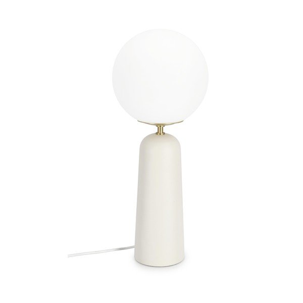 Balta metāla galda lampa ar stikla abažūru (augstums 51 cm) Delphine – Bizzotto