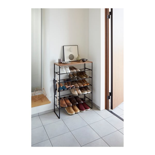 Melns metāla apavu plaukts Tower – YAMAZAKI-image-2