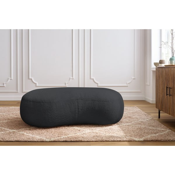 Tumši pelēks buklē auduma pufs Saint-Germain – Bobochic Paris-image-1