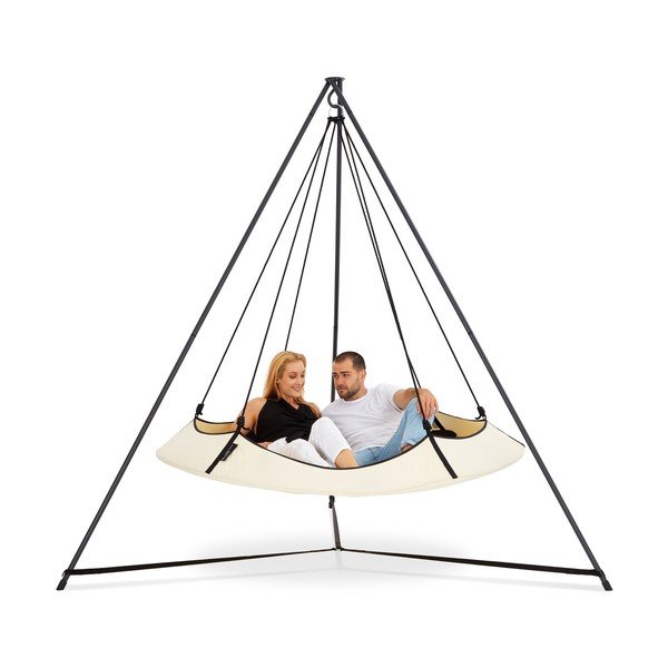 Krēmkrāsas dārza šūpoles ar statīvu – Hangout Pod-image-2