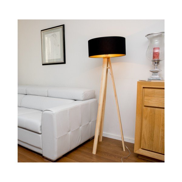 Stāvlampa ar melnu abažūru un caurspīdīgu kabeli Ragaba Wanda-image-3