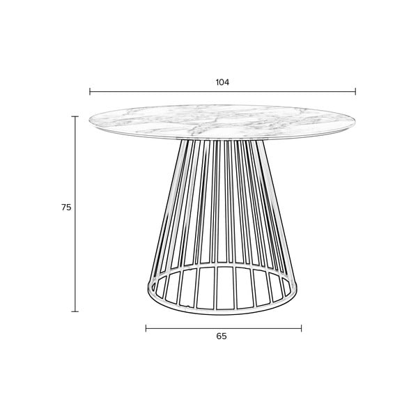 Apaļš ēdamgalds ar marmora imitācijas galda virsmu ø 110 cm Floris – White Label-image-4