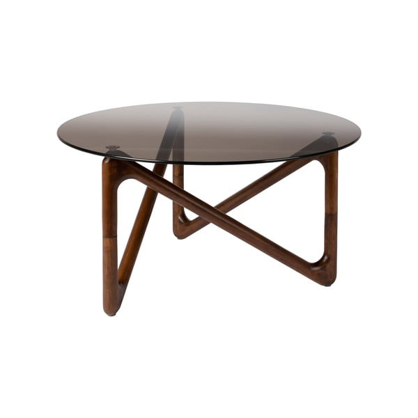 Brūns apaļš žurnālgaldiņš ar stikla galda virsmu ø 80 cm Naia – Dutchbone