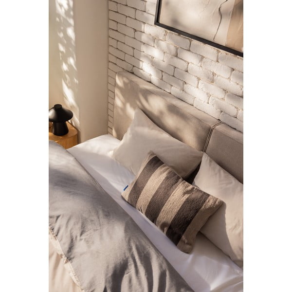 Bēša polsterēta divvietīga gulta ar veļas kasti un redelēm 160x200 cm Thessa Bold – Bonami Selection-image-3