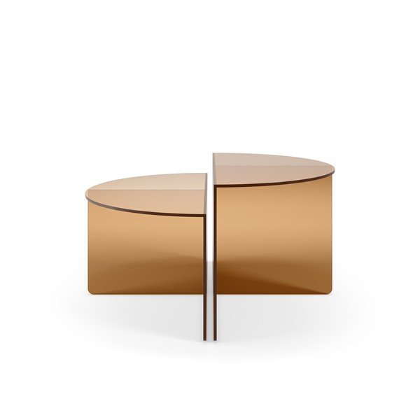 Brūni stikla apaļi žurnālgaldiņi (2 gab.) ø 80 cm Velta – MOME-image-3