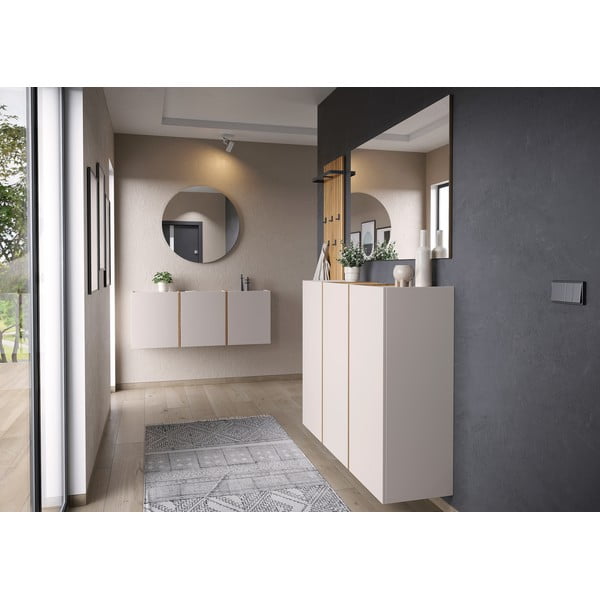 Krēmkrāsas priekšnama skapītis 138x55x29 cm Libbiano – Germania-image-1