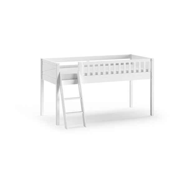 Balta priedes masīvkoka paaugstināta bērnu gulta 90x200 cm SCOTT – Vipack-image-2