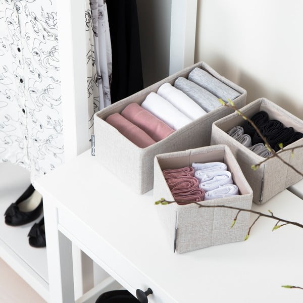 3 bēšu uzglabāšanas kastu komplekts Bigso Box of Sweden Drawer-image-1
