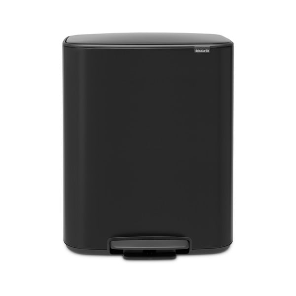 Matēti melna atkritumu šķirošanas tērauda tvertne ar pedāli 60 l Bo – Brabantia-image-4