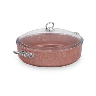 Rozā alumīnija katls ar vāku Güral Porselen Classic, ø 28 cm