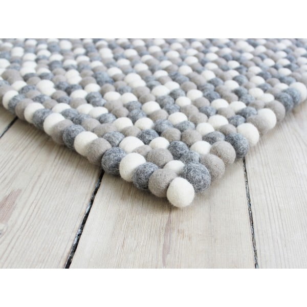 Gaiši pelēks vilnas bumbiņu paklājs Wooldot Ball Rugs, 120 x 180 cm