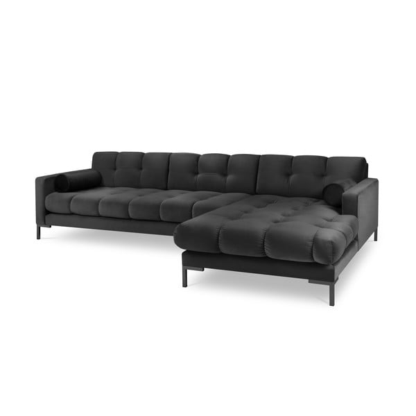 Tumši pelēks samta stūra dīvāns Cosmopolitan Design Bali, labais stūris-image-2
