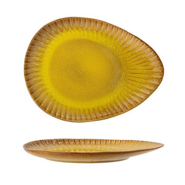 Dzeltens keramikas servēšanas šķīvis Bloomingville Cala, 34 x 25,5 cm-image-2