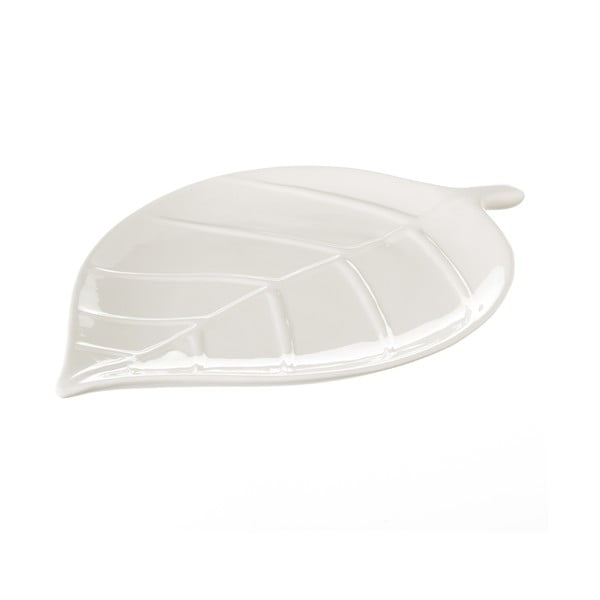 Balta keramikas paplāte Unimasa Leaf, garums 31,5 cm