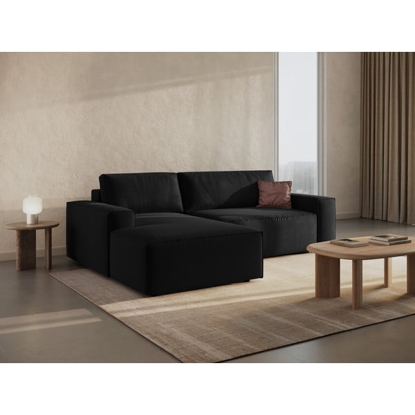 Melns salokāms stūra dīvāns (ar kreiso stūri) Jodie – Micadoni Home-image-1