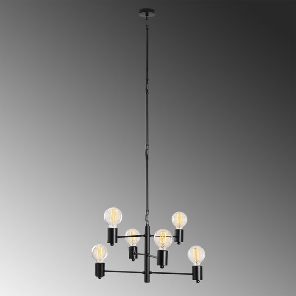 Melna griestu lampa ar 6 spuldzēm Opviq lights Hexa Long-image-1