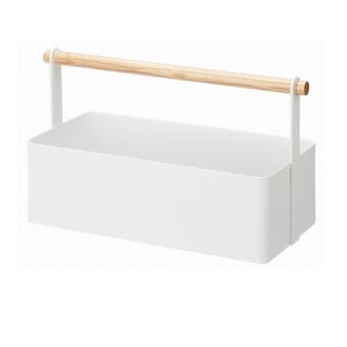 Balta daudzfunkcionāla kaste ar dižskābarža detaļām YAMAZAKI Tosca Tool Box, garums 29 cm